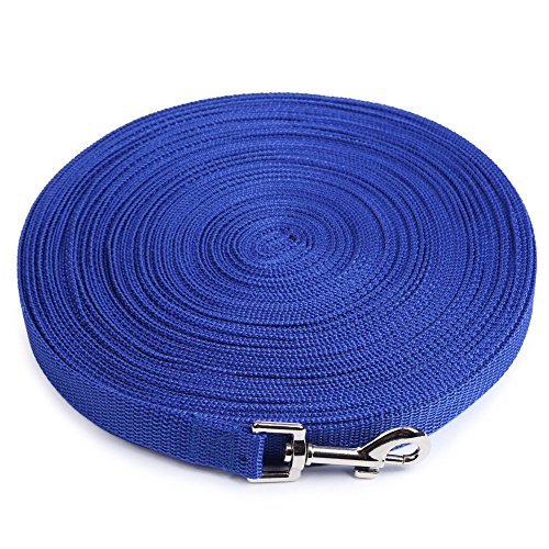 Image of Cotton Nylon Dog Training Lead Long Rope Webbing Recall Obedience Line Leash for Pet (Blue, 3 m /10 ft)