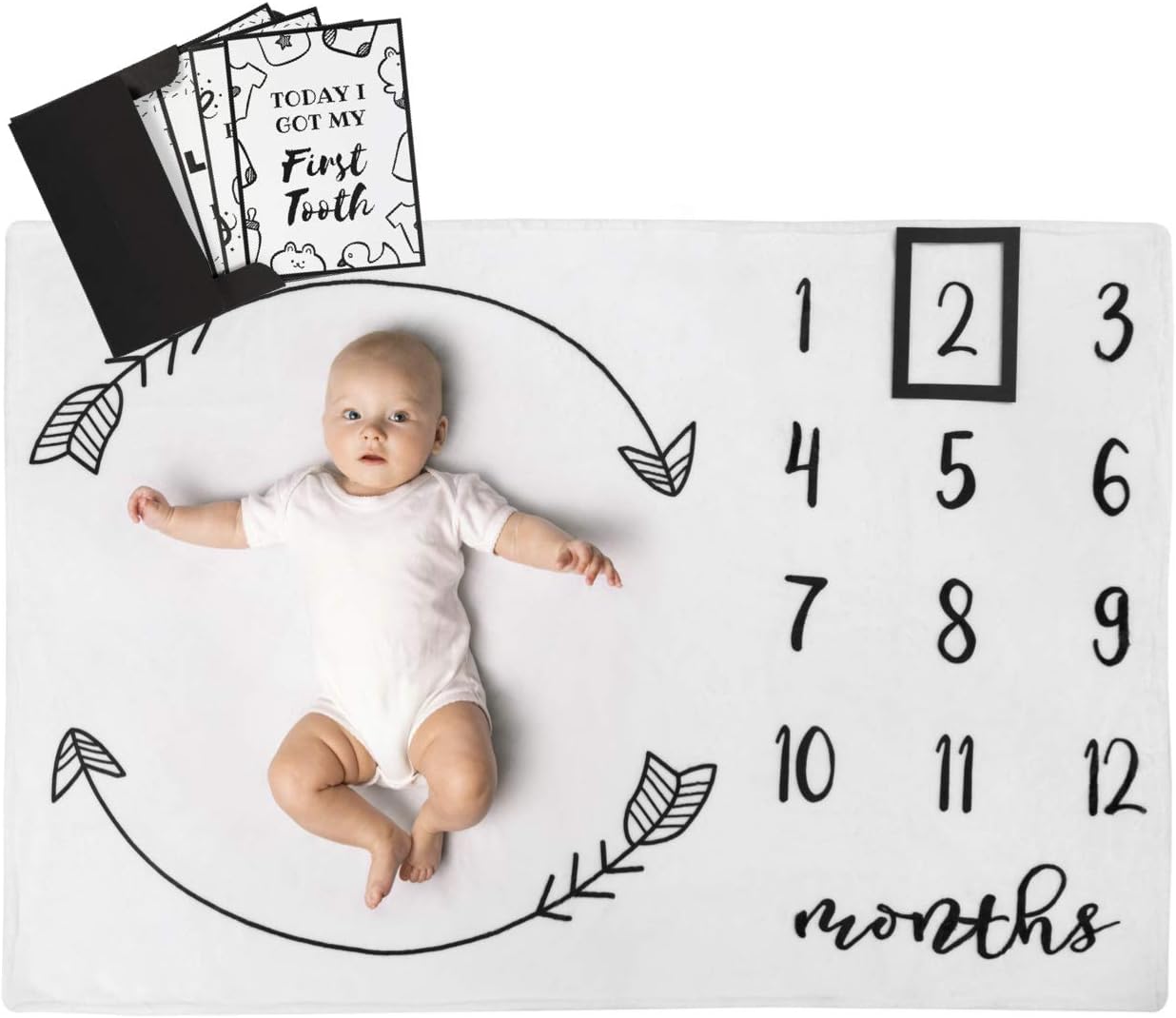 Baby Monthly Milestone Cotton Fleece Blanket, 80cm x 100cm