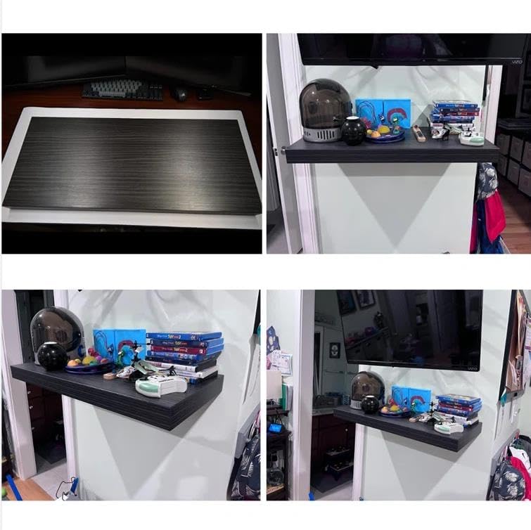 Miniatura 7 de JPND Estante flotante, juego de 2 estantes de pared, 30 pulgadas de ancho x 12.75 pulgadas de profundidad x 2 pulgadas de alto, estante flotante de