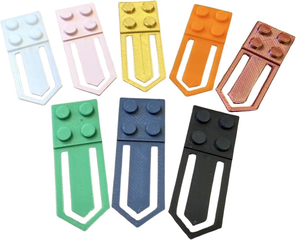 2 PACK Building Brick Compatible Bookmark – Fun Novelty Page Holder – Clip-On Bookmark for Readers, Kids, and Collectors – Figurine Display Accessory (Dark Blue)