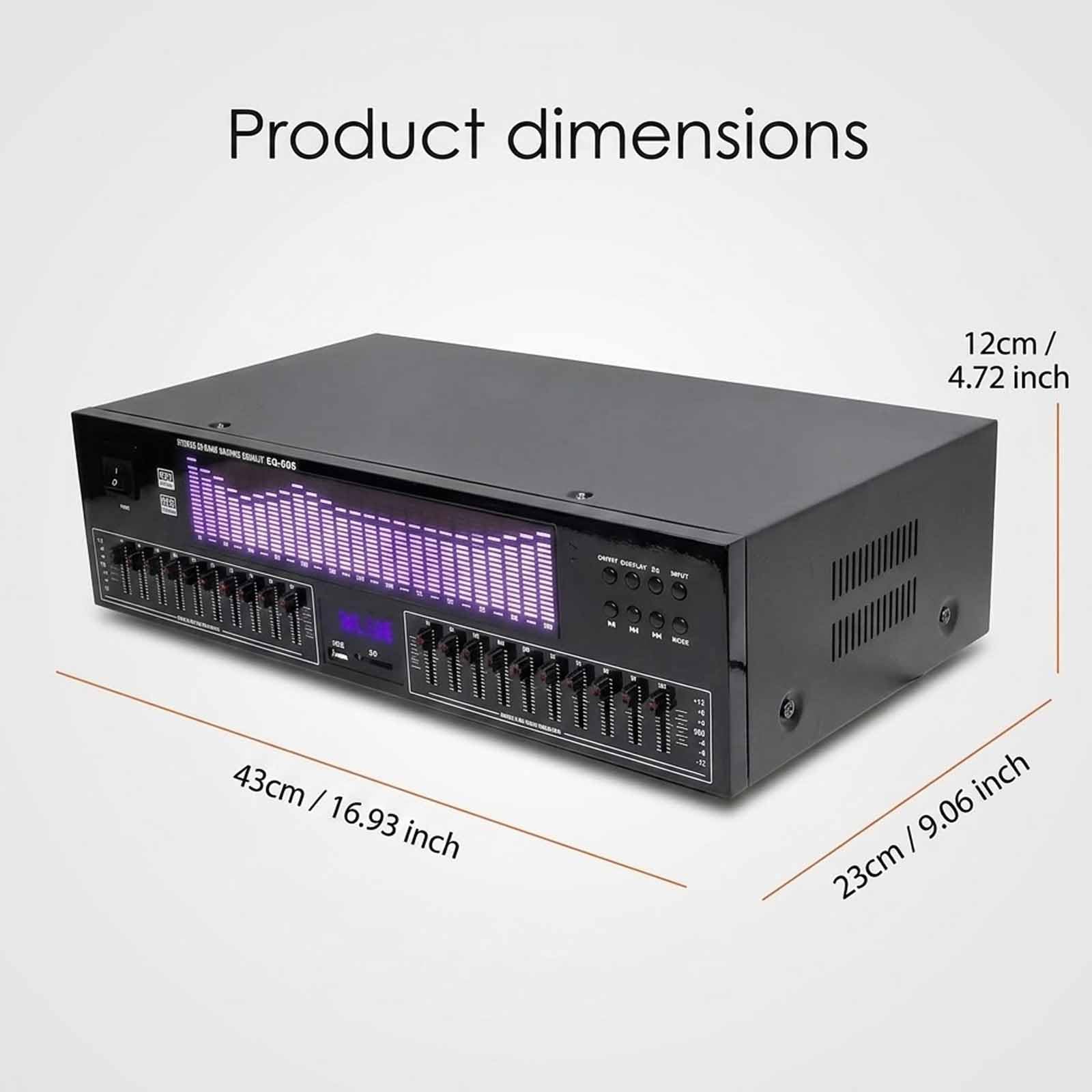 MObyat Ecualizador Digital De 20 Bandas, Ecualizador Gráfico Hi-fi con Control Remoto, Pantalla Led De Espectro, 15 Estilos Dinámicos, para Estudio, Audio Doméstico, Estudio De Grabación.