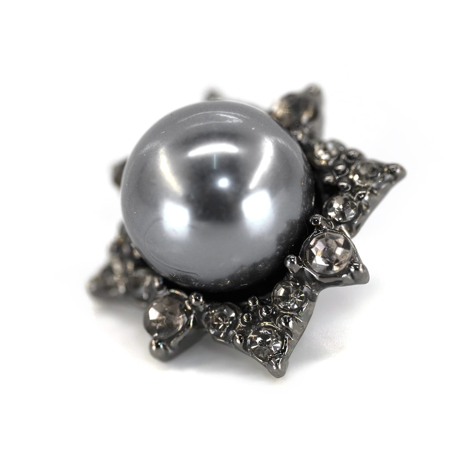 20 szt. czarny retro metalowy ośmiokąt pół sztuczna perła szycie cholewka płaszcz guziki -25mm -1"