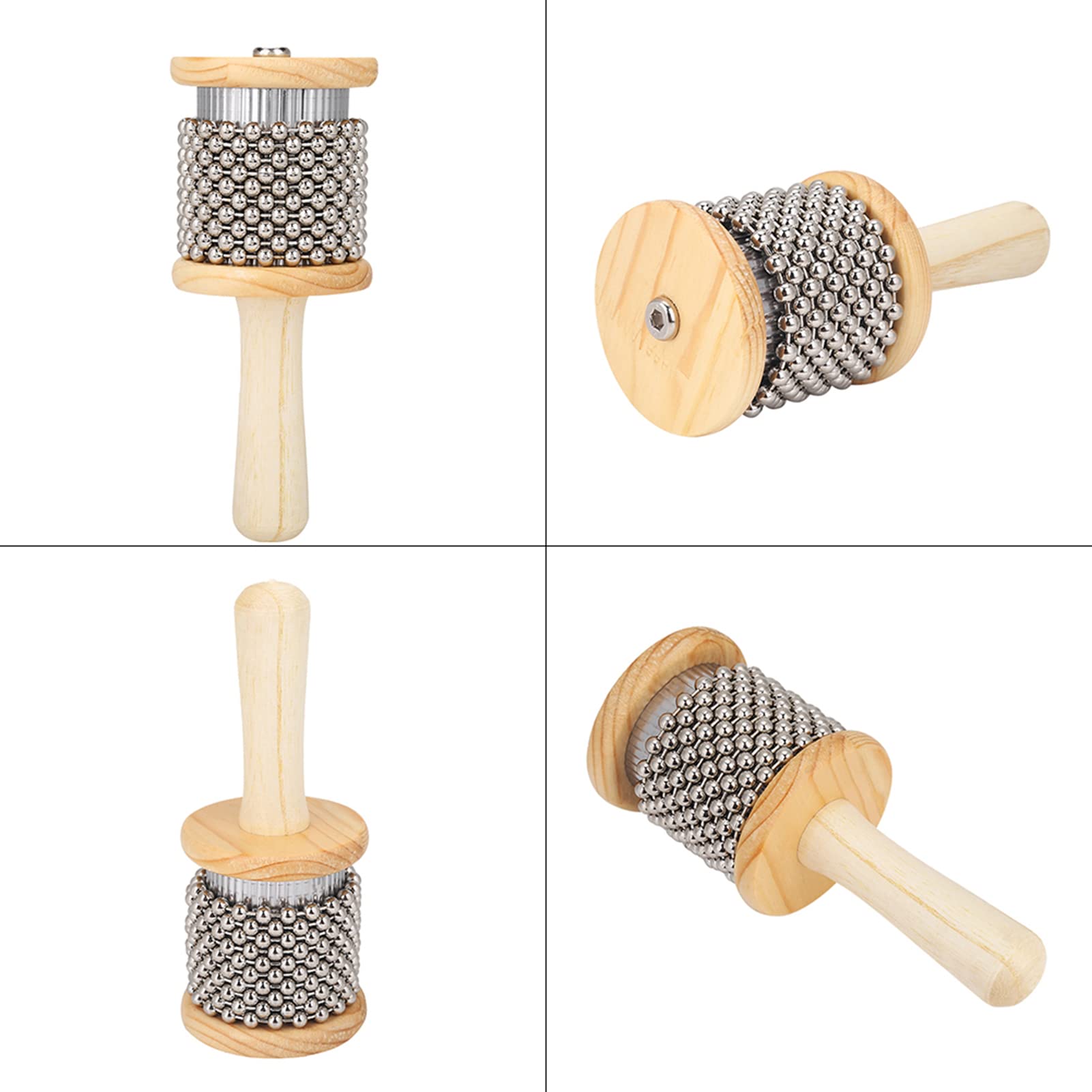 Cabasa de Madera Mini Cabasa Instrumento de Música Coctelera de Mano Instrumento de Percusión con Cuentas de Metal