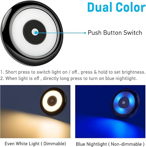 Miniatura 4 de Acegoo Luz LED de disco para autocaravana, 3 pies, luz de techo y abajo, 12 V para autocaravana, barco, camión, remolque, automóvil, interruptor de