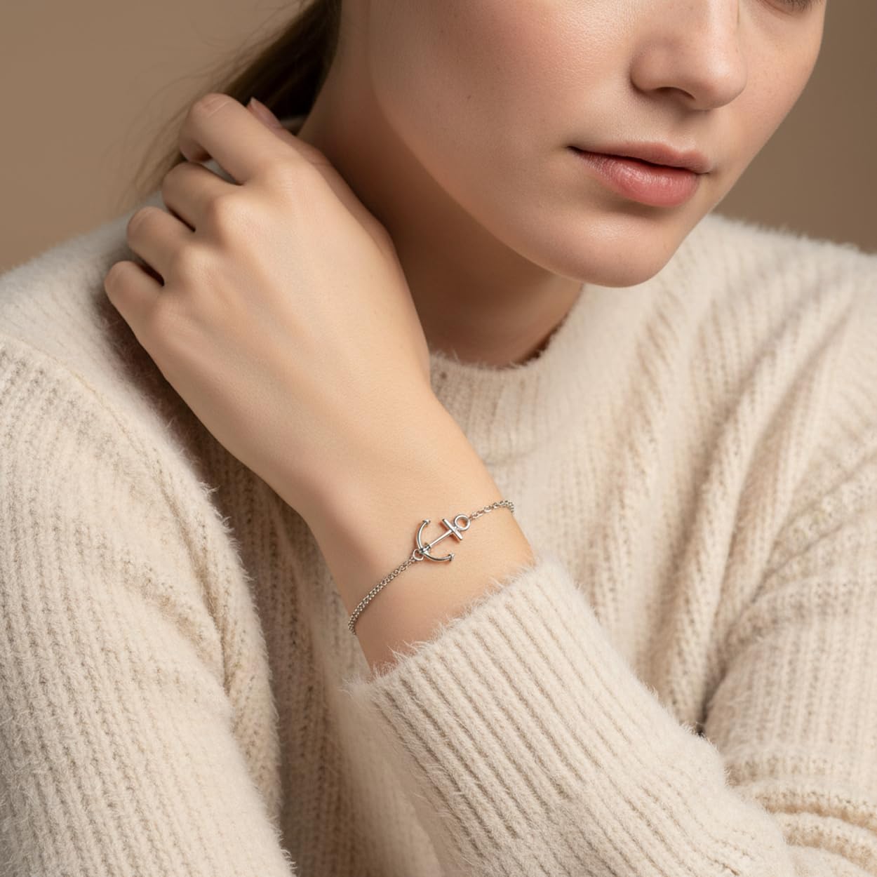 Sovats 925 Sterling Silber Anker Armband für Damen, Maritimer Nautik Schmuck, Minimalistisches Ozean Kettenarmband, Karabinerverschluss