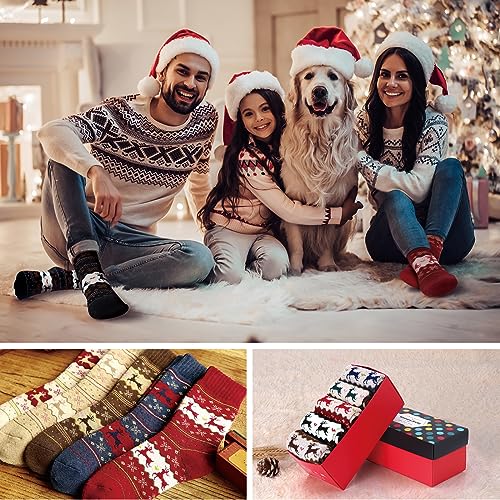 Image of ICEIVY Socks Women, Soft Knit Wool Winter Thick Warm Cabin Fuzzy Crew Women Socks 5 Pack