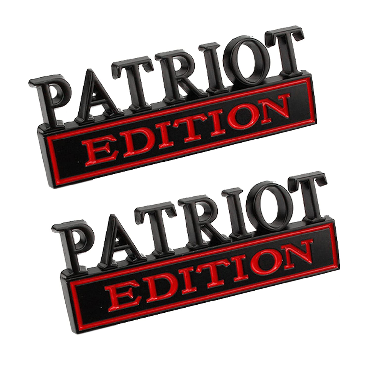 2Pack Patriot Edition Car Badges,THYNING 3D Metal Emblem Fender Decal Sticker Compatible with Chevy Silverado Raptor Wrangler Dodge Ram Tacoma Tundra and More OEM Car Emblem Decorations(Black+Red)