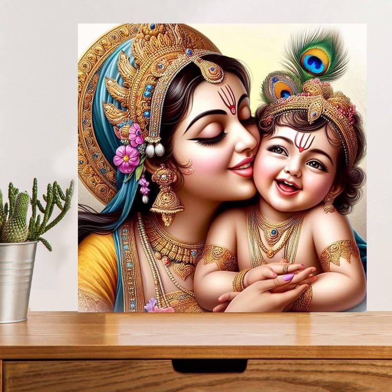 Image of British Terminal Cute little Bal Gopal Baby God Krishna| Kanha Ji | Laddu Lord Makhan Chor Painting Religious Poster for Pregnant Women for wall (matt thin vinyl,sticker,multicolor,unframed)| bj443