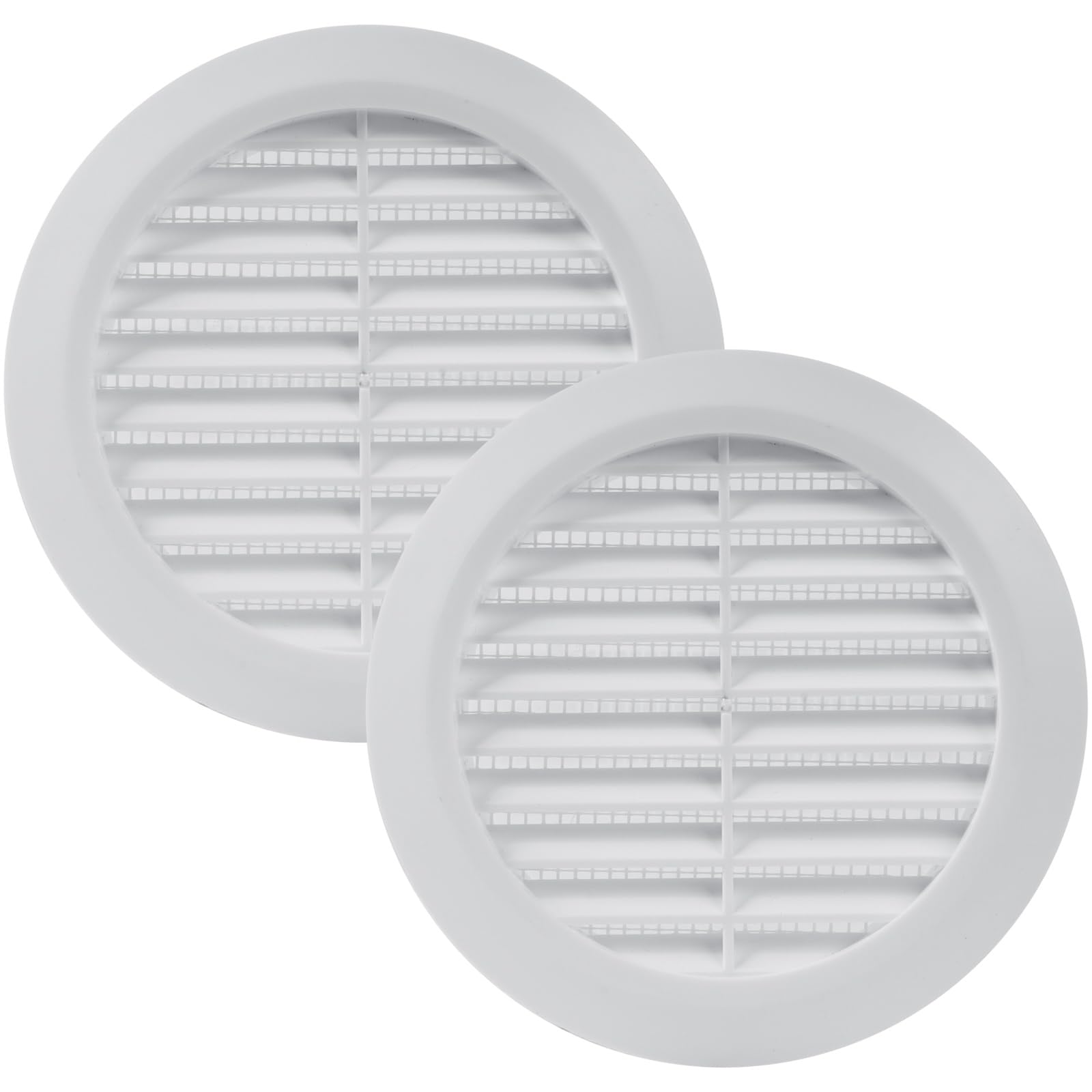 Vent Systems 4'' Inch - Pack of 2 - White - Soffit Vent Cover - Round Air Vent Louver - Grill Cover - Built-in Insect Screen - HVAC Vents for Bathroom