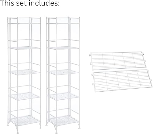 Miniatura 6 de Convenience Concepts Xtra Estantes de almacenamiento, estantería de metal plegable de 5 niveles con juego de 2 estantes de extensión de lujo,