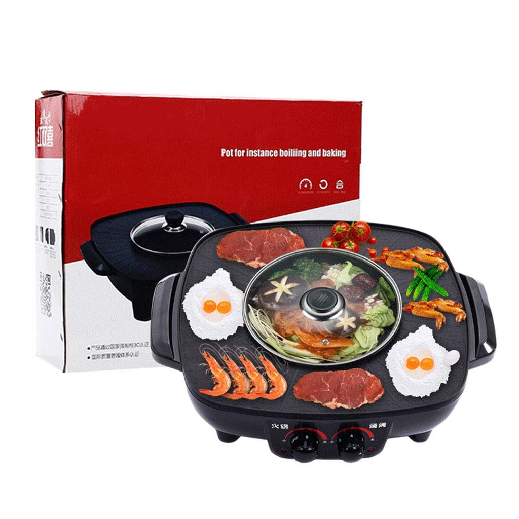 Buy Electric Induction Hot Pot Cooker, 1800W 2 in 1 Stainless Steel BBQ ...