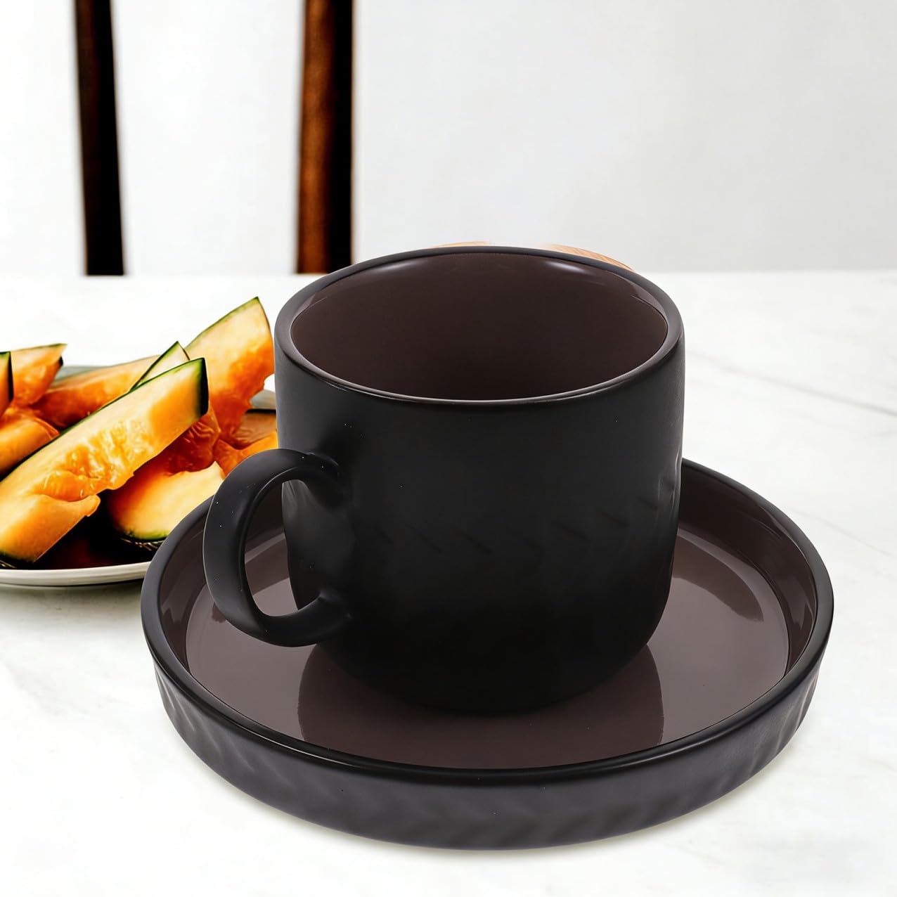 COLLBATH Retro Tee und Kaffeetassen Satz aus Keramik Vintage Tassen mit Untertassen Hitzebeständig für Feste und Einweihungen