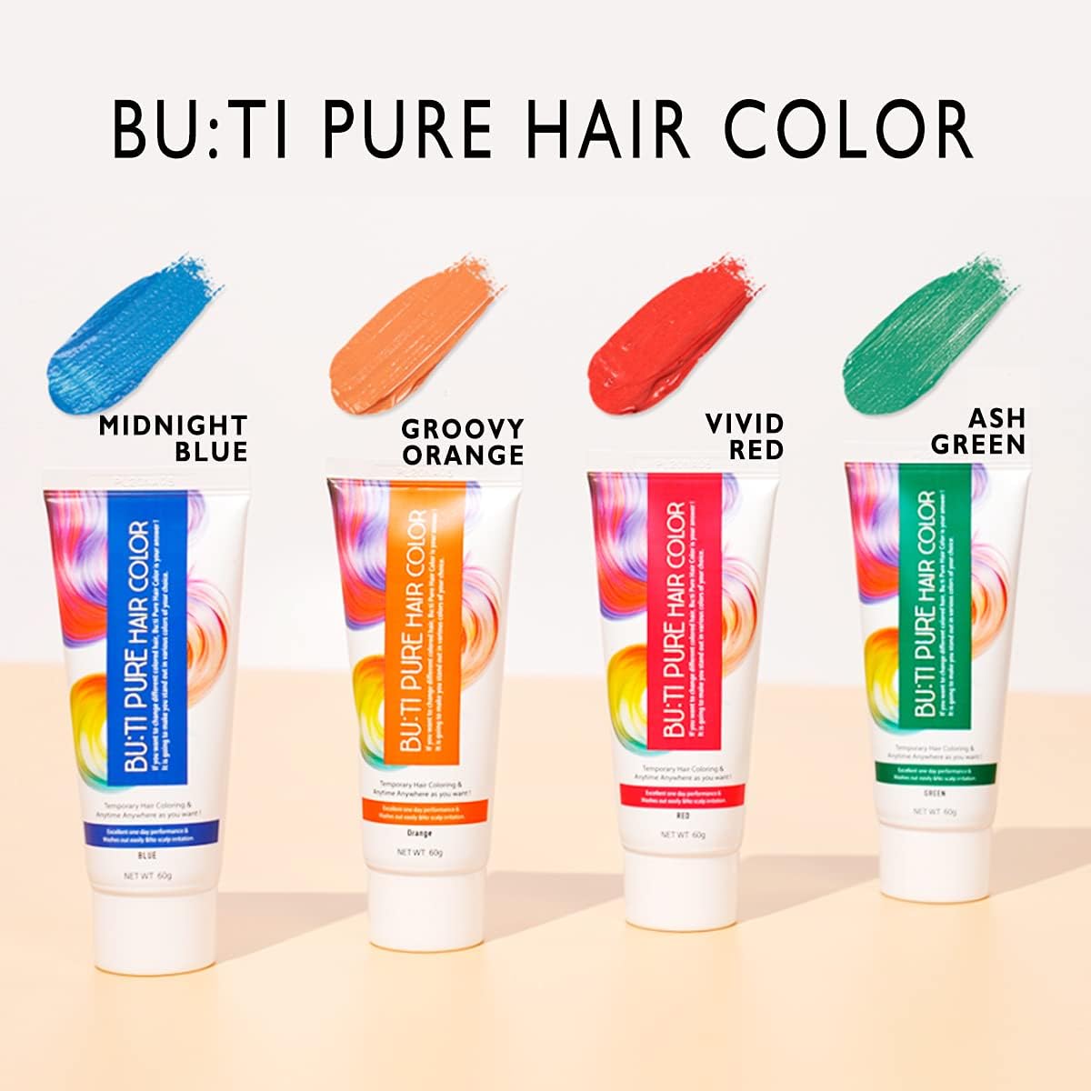 ワンデー ヘアカラー 【1日で落とせる 】 ビューティピュア 60g レッド 【 黒髪にも 】 パールレッド スタイリング 簡単 洗って落とせる 1DAY 白髪隠し コスプレ ウィッグのアレンジ パーティ 仮装 学園祭 文化祭 フェス などに！ 部分染め おしゃれ染め 白髪染め カラーリング ヘアマニキュア セルフカラー HAIR COLOR 髪 ポイント ヘア カラー BU：TI PURE