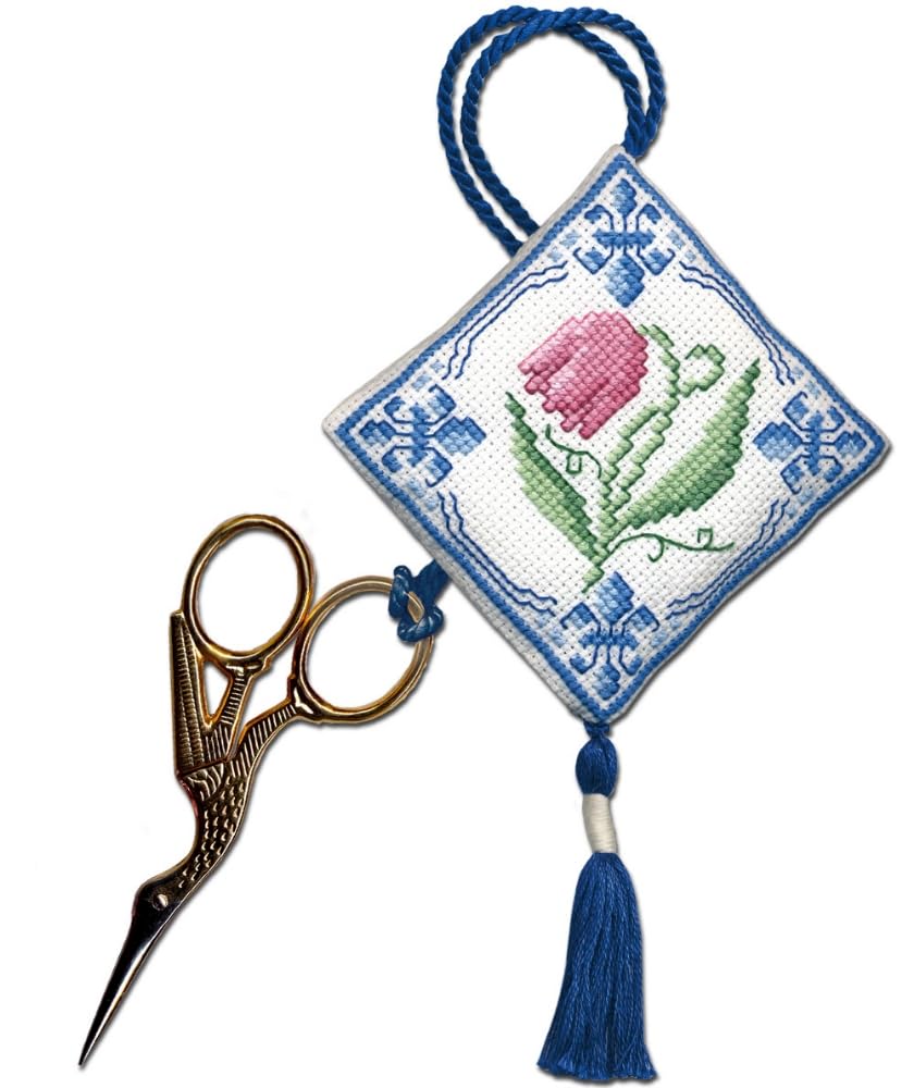 Delft Tulips Scissor Keep Counted Cross Stitch Kit by Textile Heritage