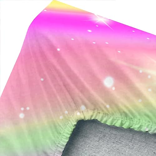 Miniatura 5 de Sábanas y fundas de almohada de arcoíris, sábana bajera de microfibra suave con bolsillos profundos, sábana bajera ajustable para decoración de