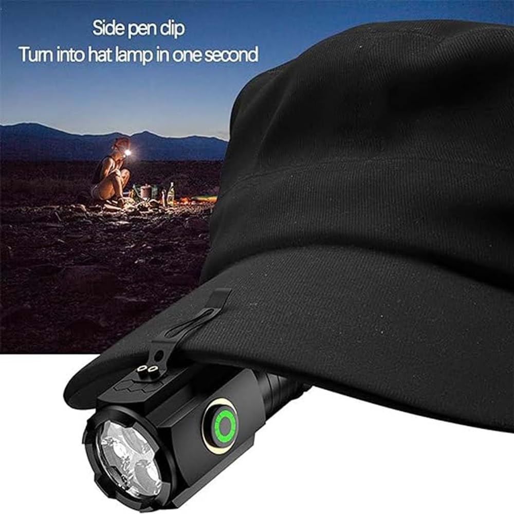 Torcia LED Mini A Clip 3 Occhi Super Luminosa - Ricaricabile, Magnetica, Waterproof