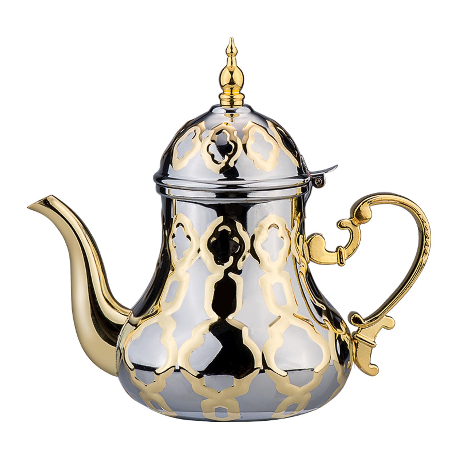Marokkanische Teekanne, 1,2 l, arabischer Stil, Edelstahl, marokkanisch, traditionell, religiöser Stil Teapot