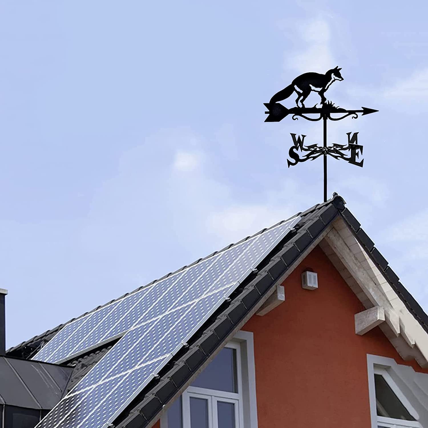 Weathervane, wiatrowskaz Narzędzie pomiarowe z sylwetką Weathervane Metalowa wiatrowskaz Wskaźnik kierunku wiatru Palnik ogrodowy ze wspornikiem montażowym Montaż na dachu podwórka Łatwy w użyciu