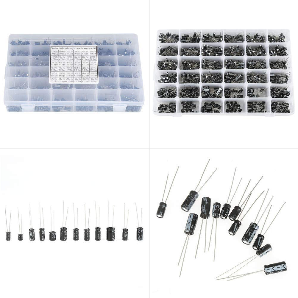 Hilitand Kit di condensatori elettrolitici Fai-da-Te Alto 990pcs Kit 36 ​​valori 10 V ~ 50 V 0,1 uF a 1000 uF