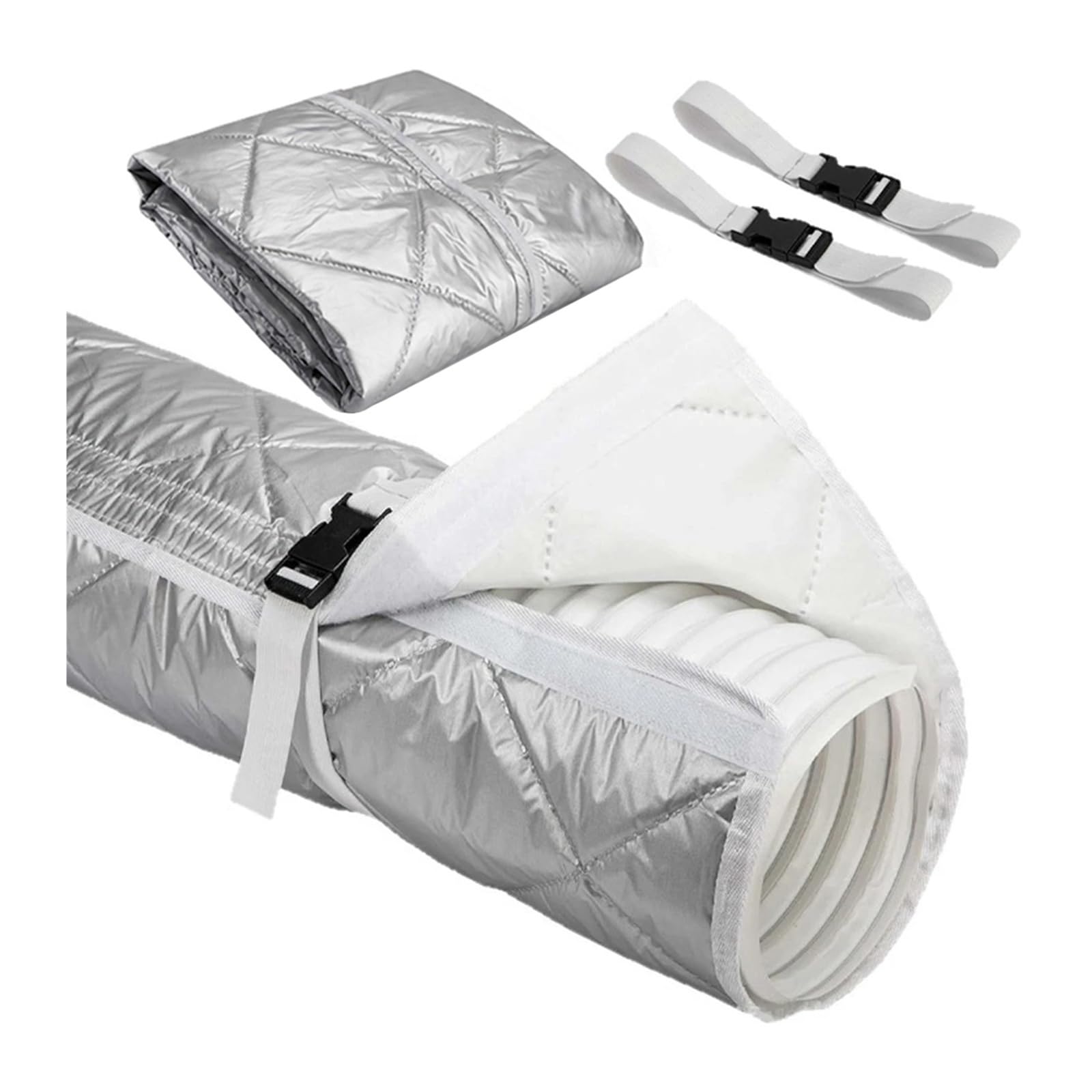 Shiketong Silver Zipper Portable Air Conditioner Hose Cover Wrap,Insulated Ac Hose Cover,Universal Fit 5 Inch And 5.9 Inch Diameter Exhaust Duct Vent(Silver Zipper)