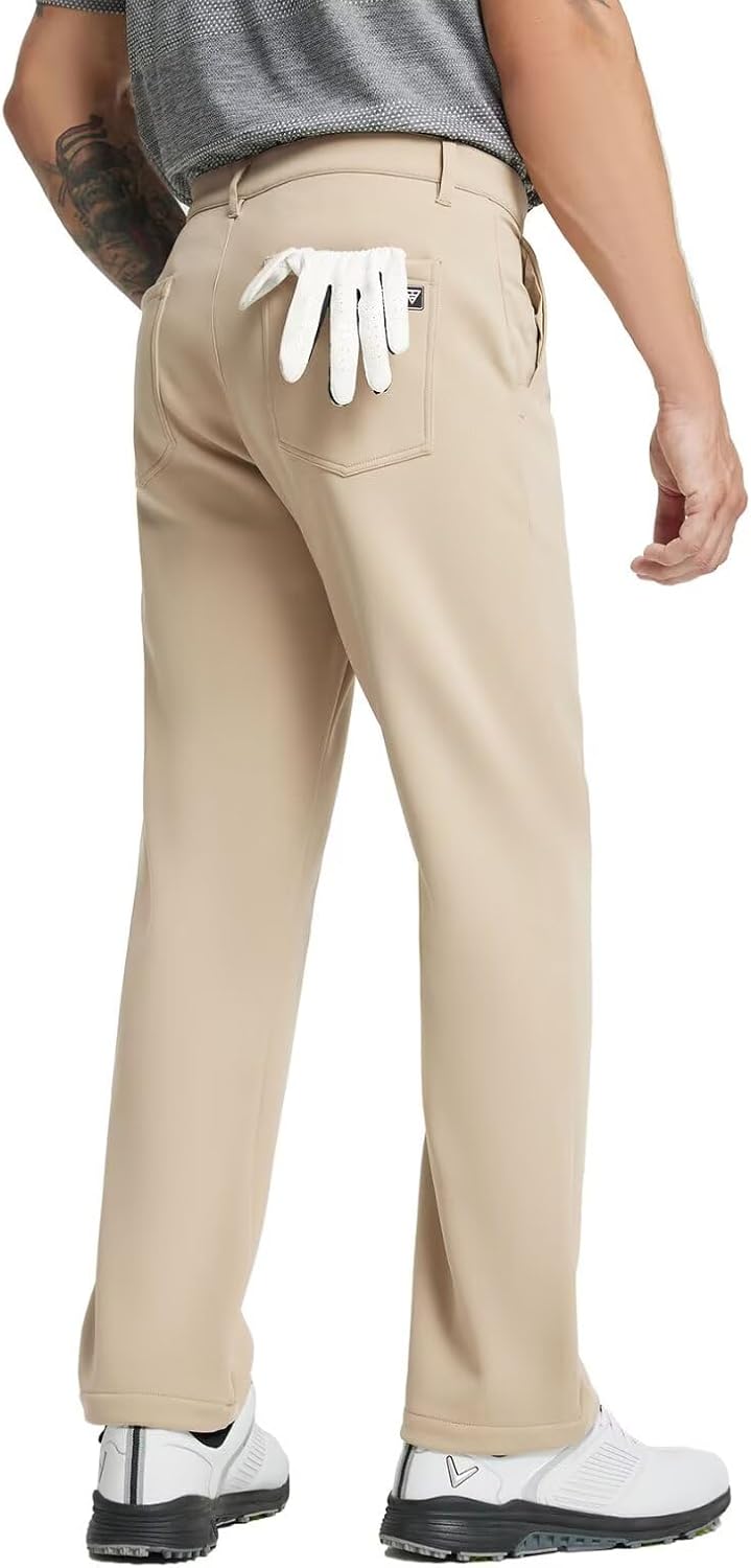 M MAELREG Golf Fleece Lined Pants Men Softshell Water-Resistant Workout Casual Outdoor Hiking Insulated Winter Pants for Men - Image 2