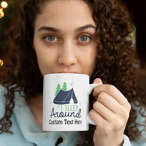 Miniatura 8 de Divertida taza de café de cerámica para campamento de árboles de camping, 11 onzas, duermo alrededor de la tienda de campaña, árboles, estrella,