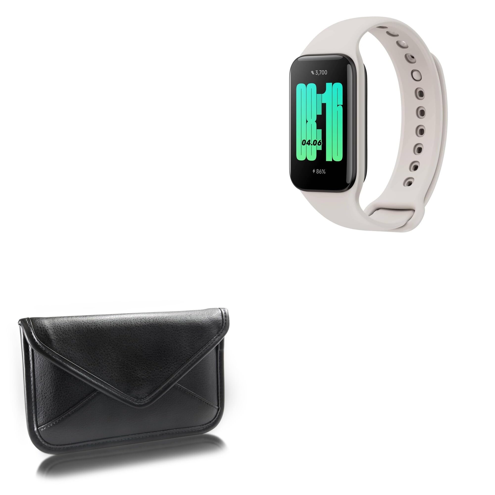 BoxWave Case Compatible with Xiaomi Smart Band 2 - Elite Leather Messenger Pouch, Synthetic Leather Cover Case Envelope Design - Jet Black