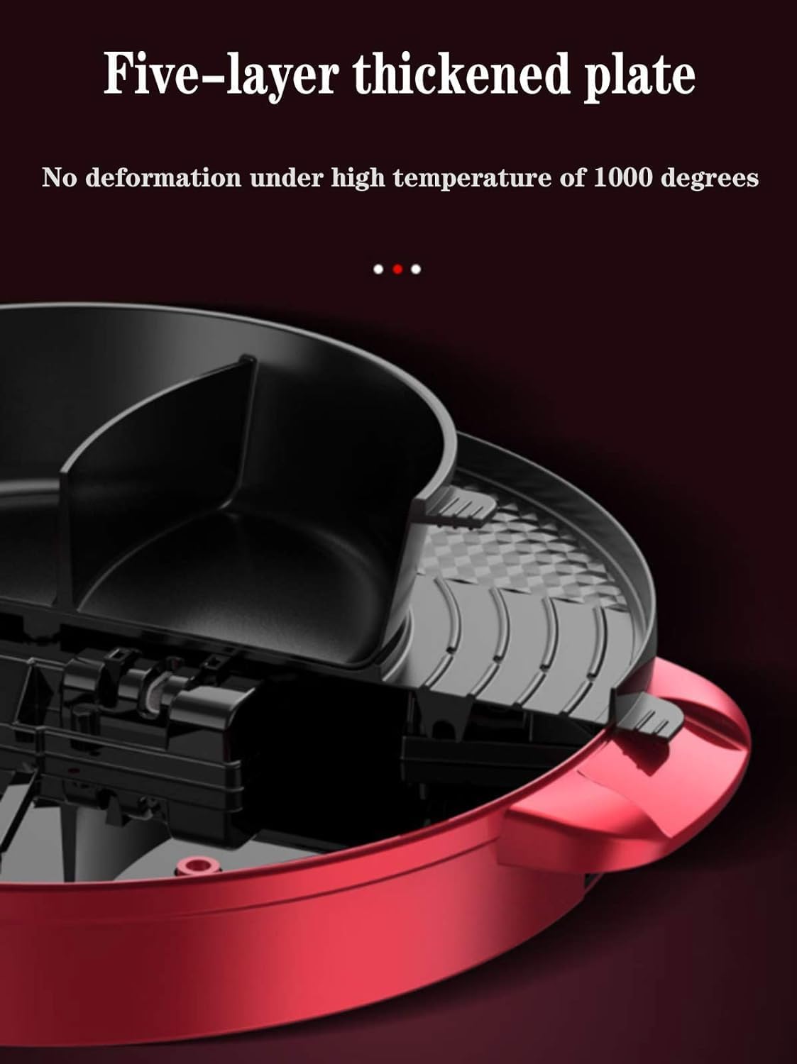 Pot chaud de gril électrique sans fumée avec diviseur, contrôle de la température à double zone, barbecue coréen antiadhésif et casserole Shabu pour la cuisson intérieure, plaque d'alliage d'aluminium