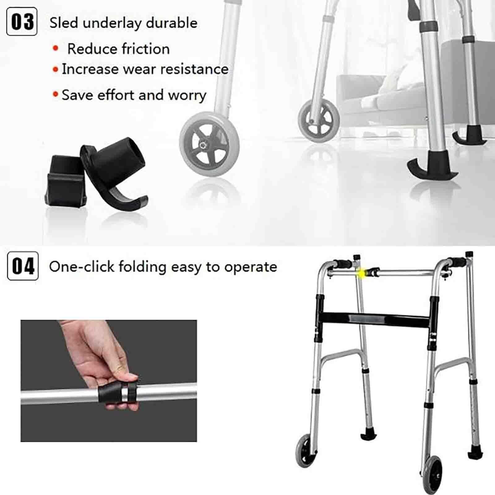 Rollator z uchwytami do chodzenia na stojąco i regulowaną wysokością,