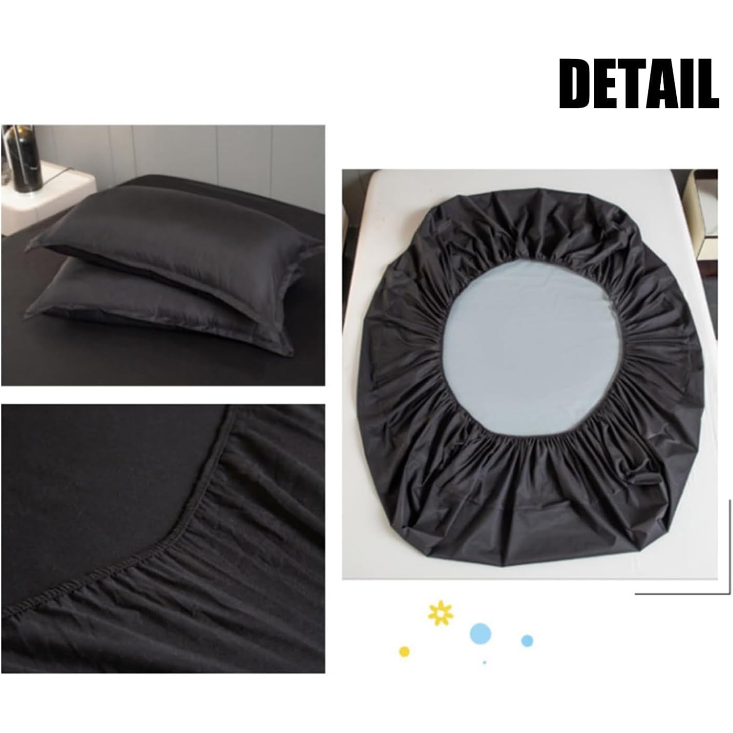 Coprimaterasso Deep Pocket da 12 Pollici, Lenzuolo con Angoli Impermeabile con Bordi Elastici a 360°, coprimaterasso Traspirante di qualità alberghiera(Schwarz,200 * 220cm)