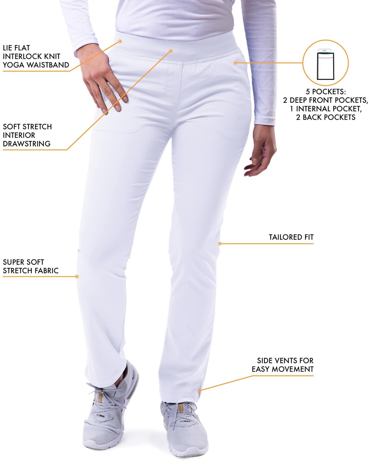 Adar PRO Divise Sanitarie Donna - Pantaloni Yoga Adattati per Camice