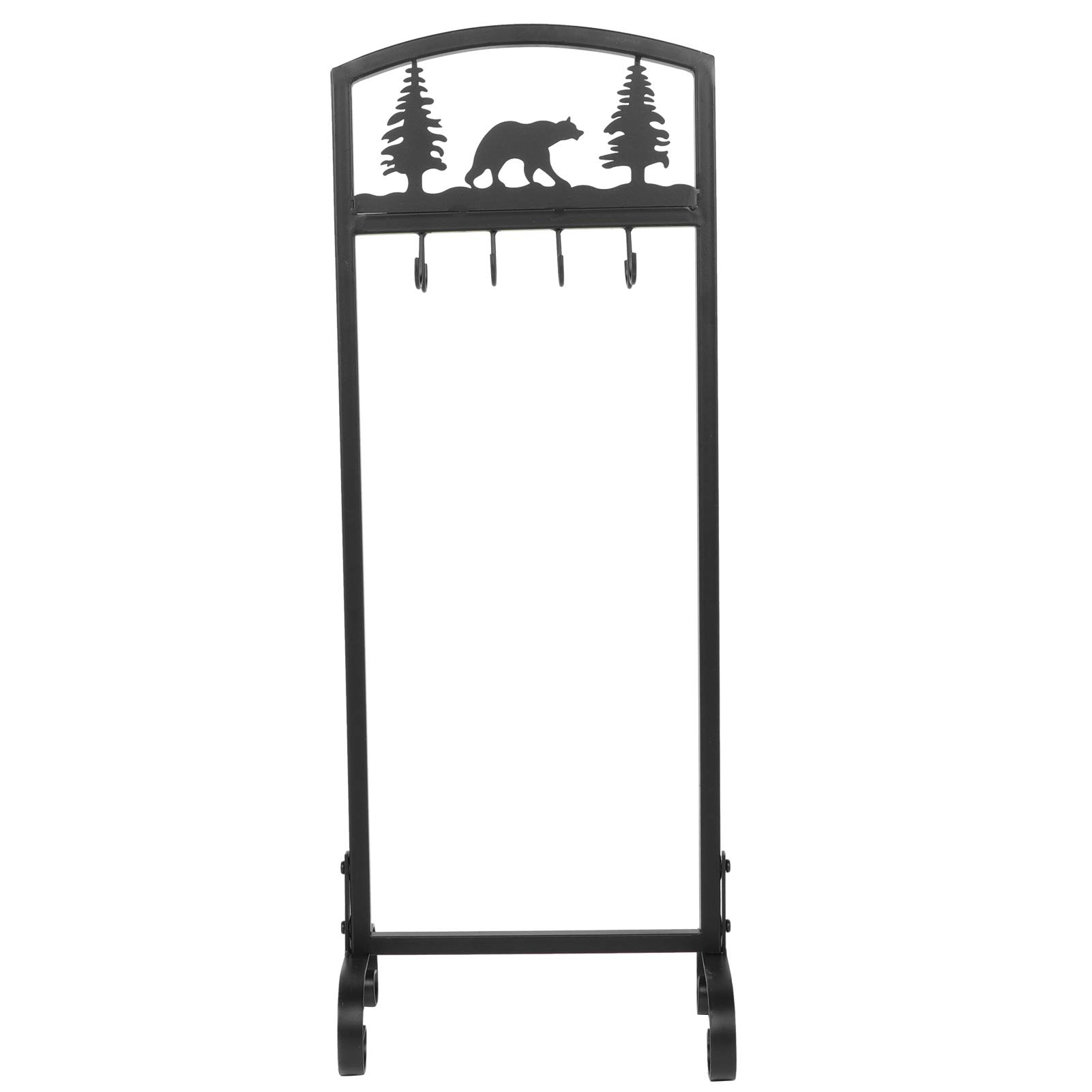Wakects Juego de Herramientas para Chimenea Juego de Fuego de Hierro Forjado 5 Piezas con Soporte 22 X 31 X 82 Cm Diseño de árbol de Oso Pala de Póker Pinzas para Cepillo para Chimenea Interior Estufa