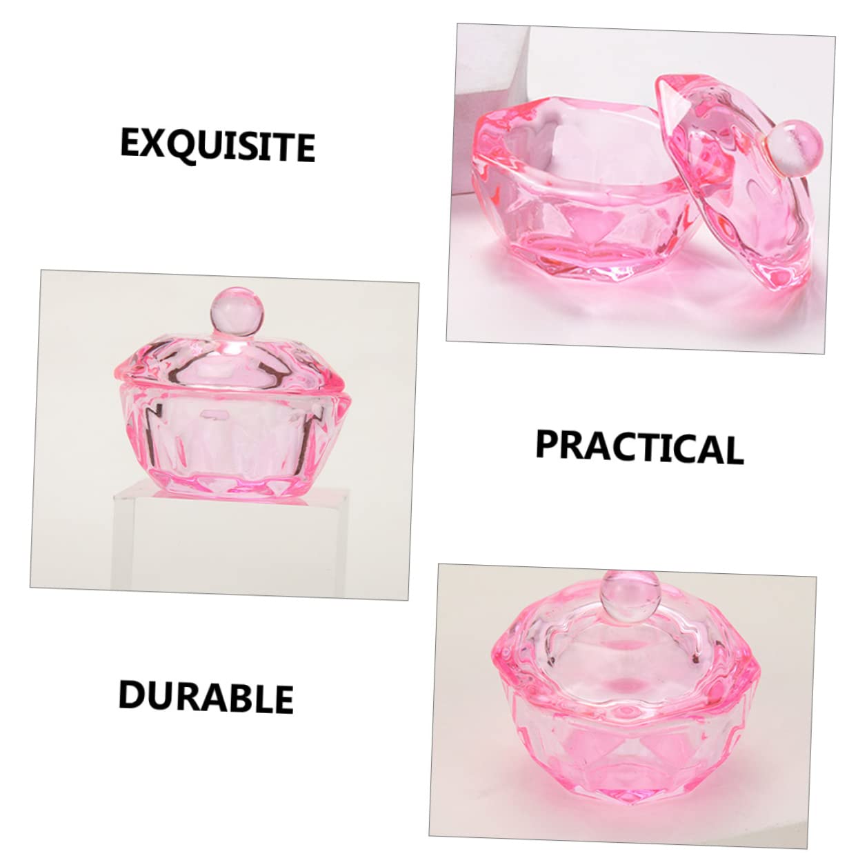 HAPINARY 4sets Glass Dish Lid Dappen Bowl for Acrylic Nails Nail Polish Remover Bowl Lid 2pcs*4