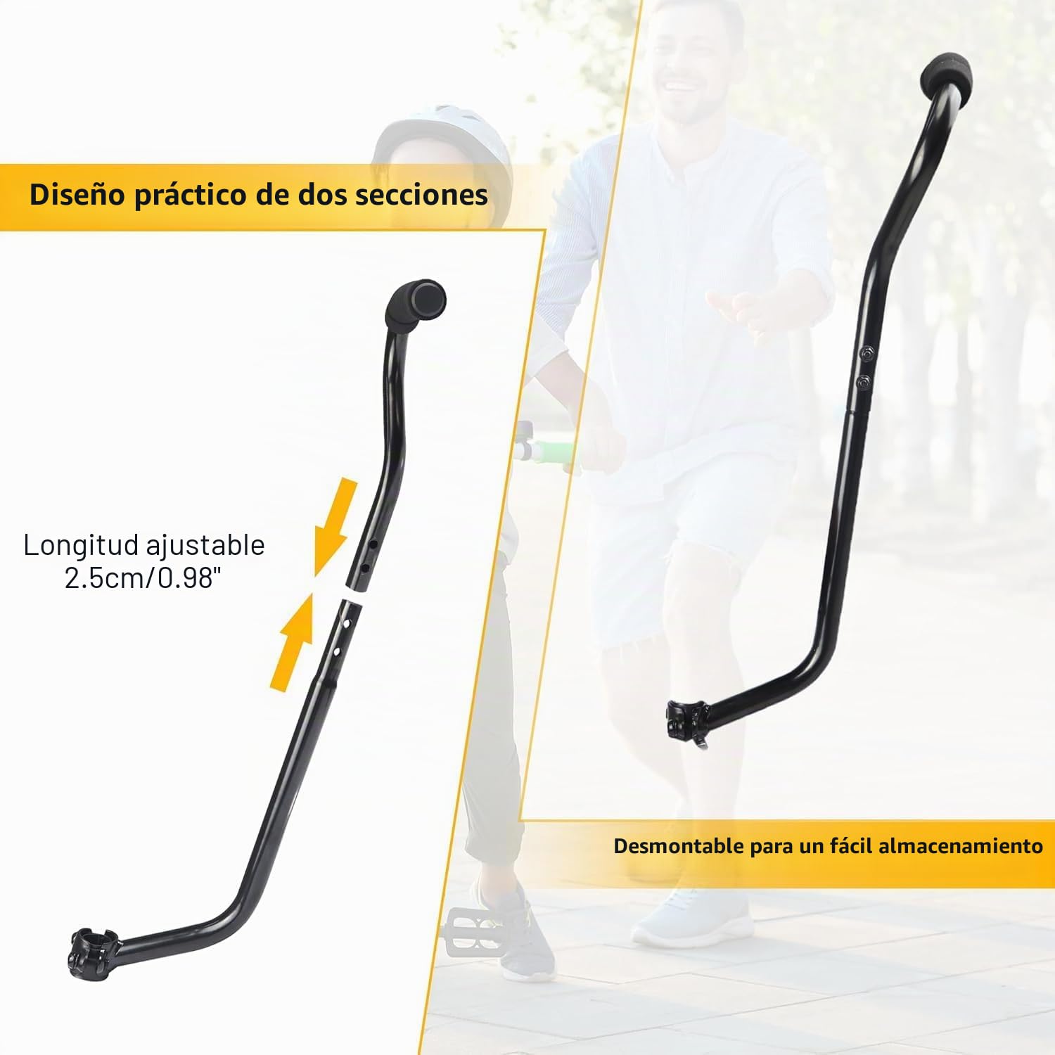 ZUKKA Barra de empuje para entrenamiento de bicicleta para niños, barra de empuje para niños, para aprender