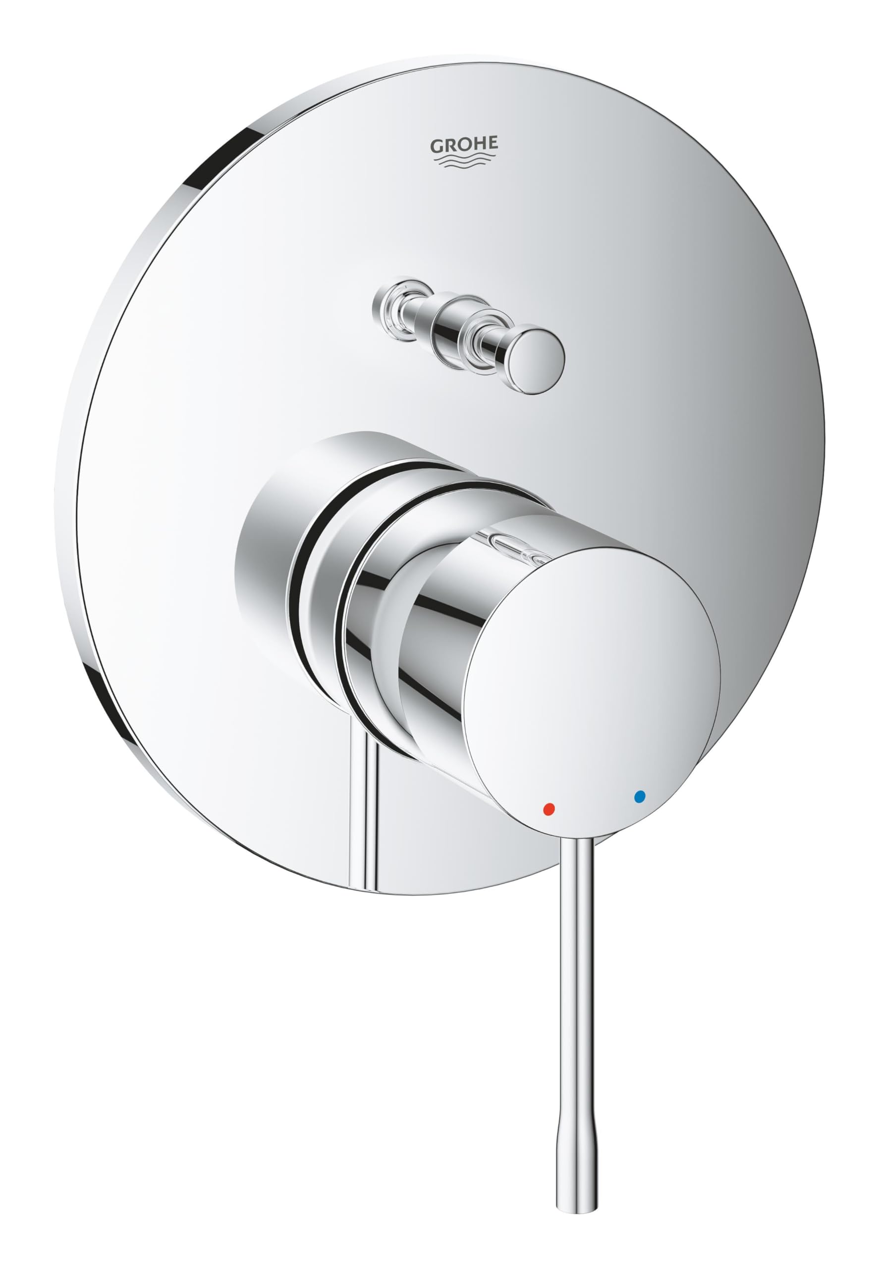 GROHE Essence Concealed Shower/Bath Mixer Trim Set (2-Way Diverter, Metal Lever and Escutcheon Retroactively 6° Adjustable, 46 mm Ceramic Cartridge, without Roughing-In-Set), Chrome, 24058001