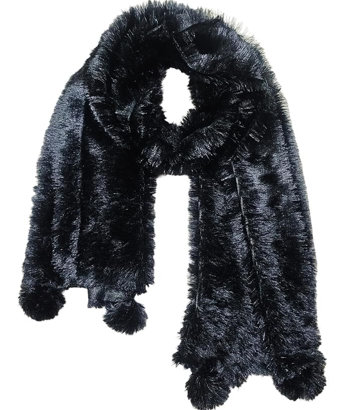GenericChhabra Brand Store Girl's And Women's Fashionable Warm 4Sided Fox Fur Wrap Stole/Shawl