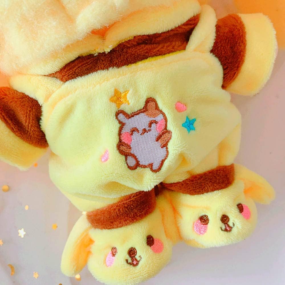 niannyyhouse Yellow Dog Suit Doll Dressup Hat Jacket Overalls Shoes 7.8in/20cm Plush Doll Clothes Stuffed Figures Toys Accessories