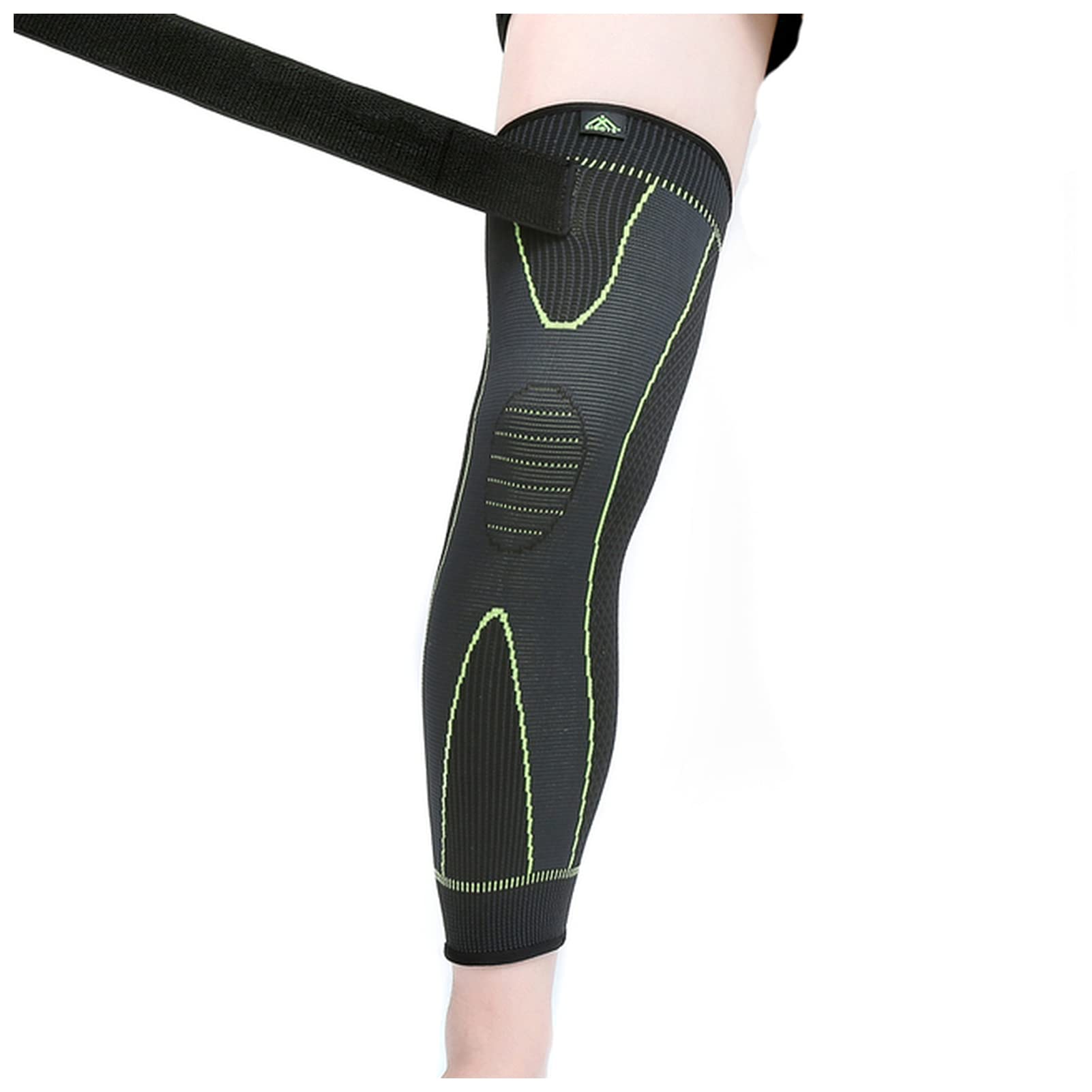 Elastyczny, żółto-zielony pasek sportowy wydłużający nakolannik, rękaw na nogę, bandaż antypoślizgowy, ocieplacz nogi(L nonslip bandage)