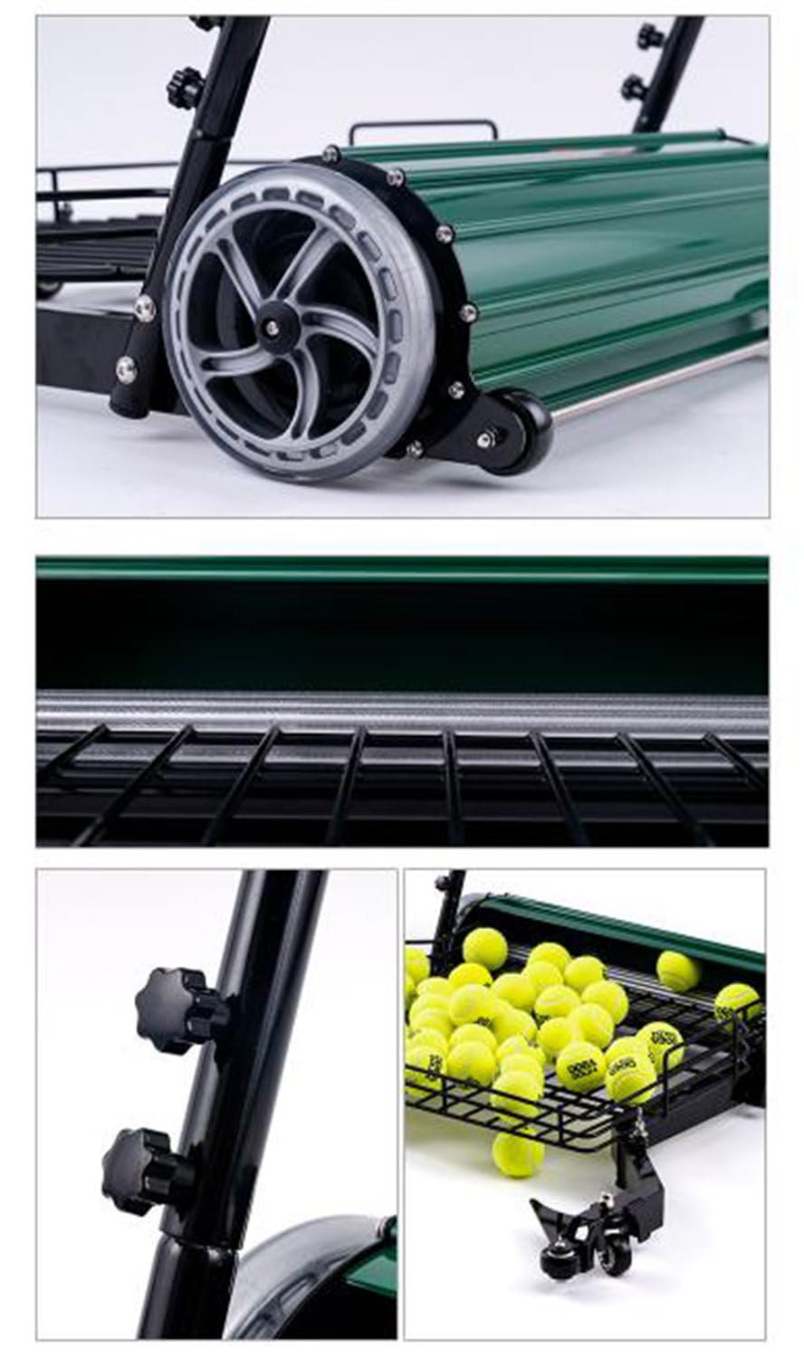Carrello per raccogliere palline da tennis e retriever automatico, può contenere fino a 290 palline, raccoglie 90 alla volta per vari campi da tennis