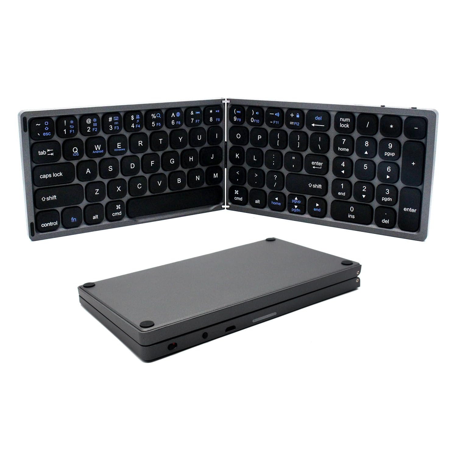 Sottile Portatile 2 Fold Bluetooth Tastiera Multi Sistema Universale di Viaggio Tastiera con Tasti Numeri per Telefono Tablet Laptop