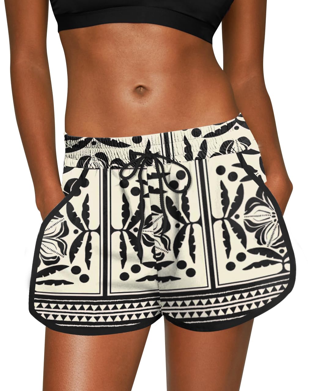 For G and PL Women Summer Floral Beach Boardshorts with Pockets Swim Trunks
