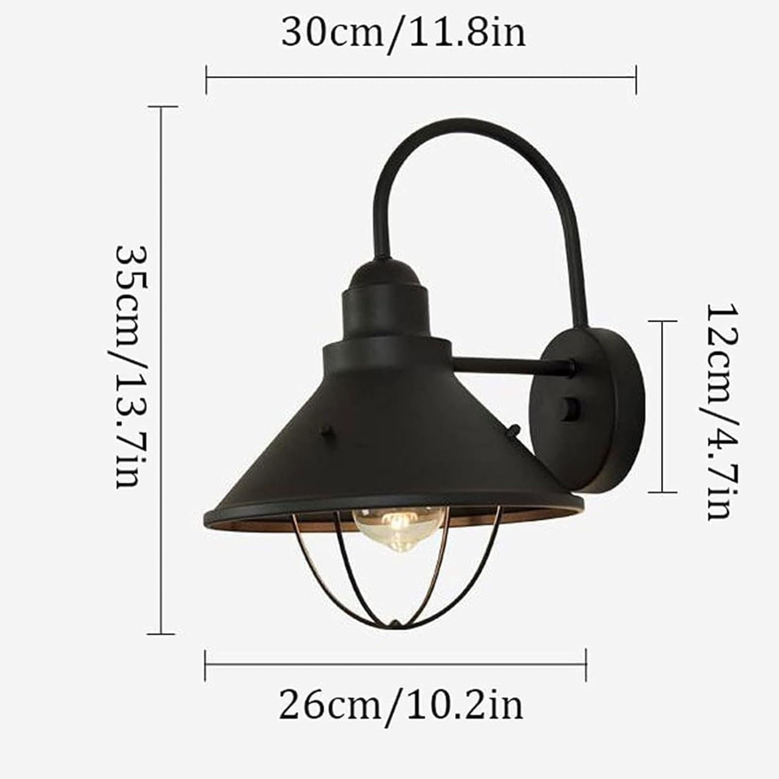 LED Wall Light, Wall Sconce Outdoor Lighting Black Barn Outdoor Porch Light Exterior Wall Mount Lamp for Balcony Courtyard Garden