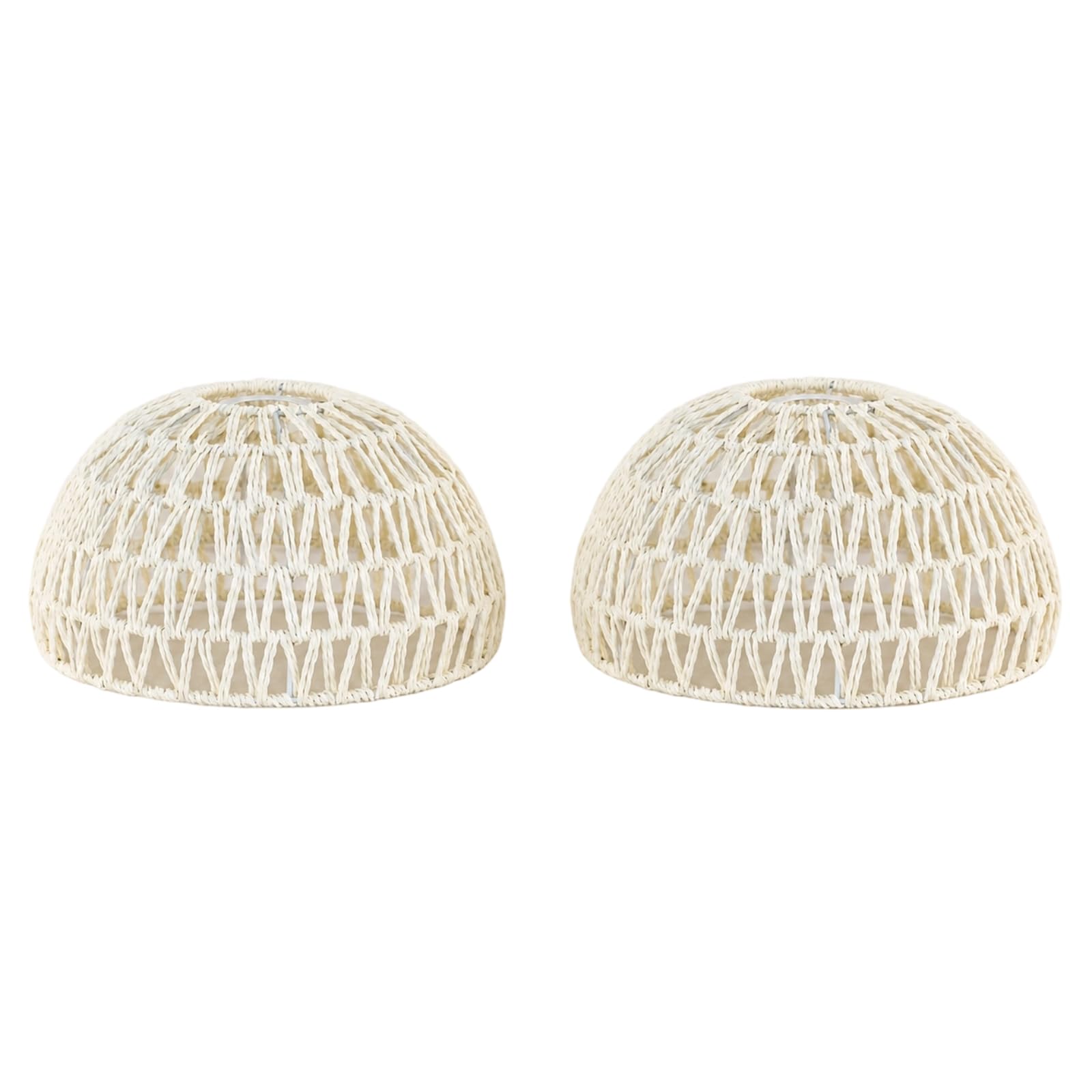 Qianly 2 Pezzi Paralume in Corda Traforato Paralume a Sospensione Industriale Lampada per Soggiorno, Bianco, 2 Pezzi