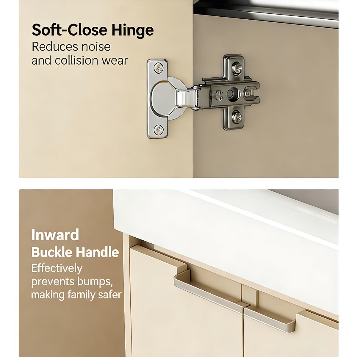 Lavabo esquinero de baño con fregadero, lavabo flotante de pared con armario de almacenamiento, fregadero de pedestal esquinero compacto para espacios pequeños (45 x 30 cm)