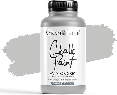GRANOTONE Pintura a la Tiza Chalk Paint con Acabado Mate Pintura Acrílica a Base de Agua 8.5 fl oz 250 ml Color Gris Aviador para Muebles, Madera,