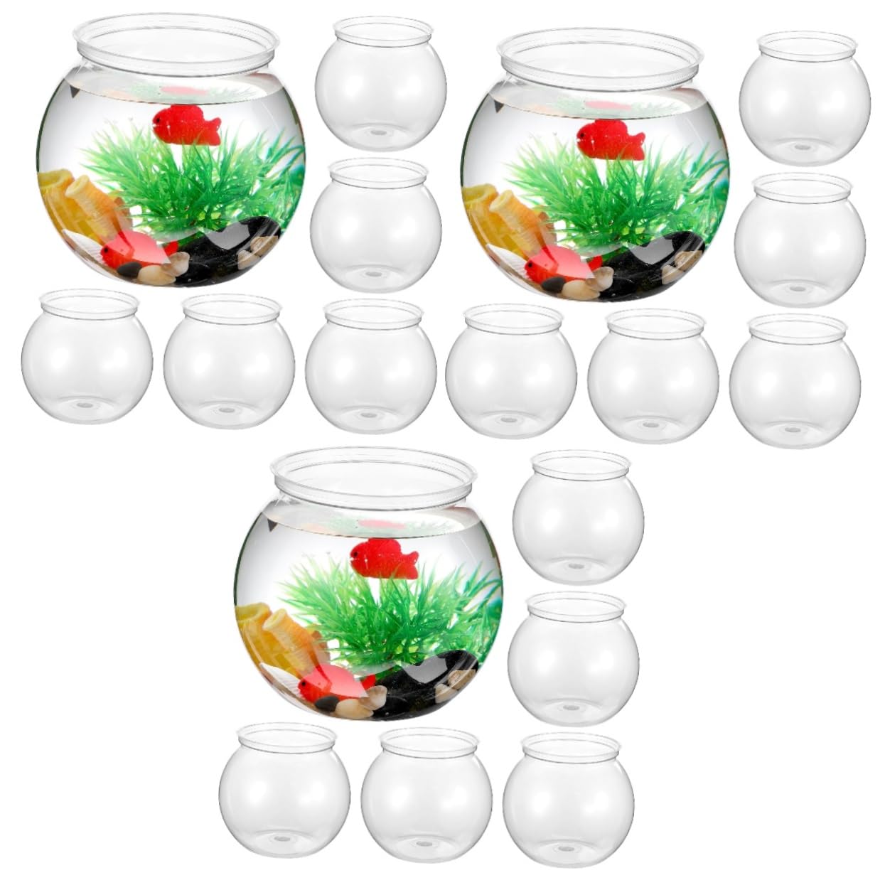 MAGICLULU 18 Piezas Redondas para Pecera Jarrón para Peces Soporte para Pecera Pecera Betta Acuario Pecera Pecera Pequeña Pecera con Terrario Cuenco para Dulces Plástico