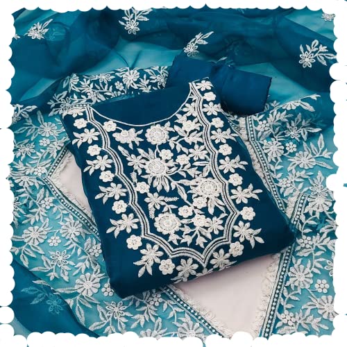 Param CreationSantoon And Organza Most Exclusive Very Affordable And function Wear With Latest And Beautifull Unique Embroidered Unstitched salwar suits For Women And Girls(PARAM-3-P)