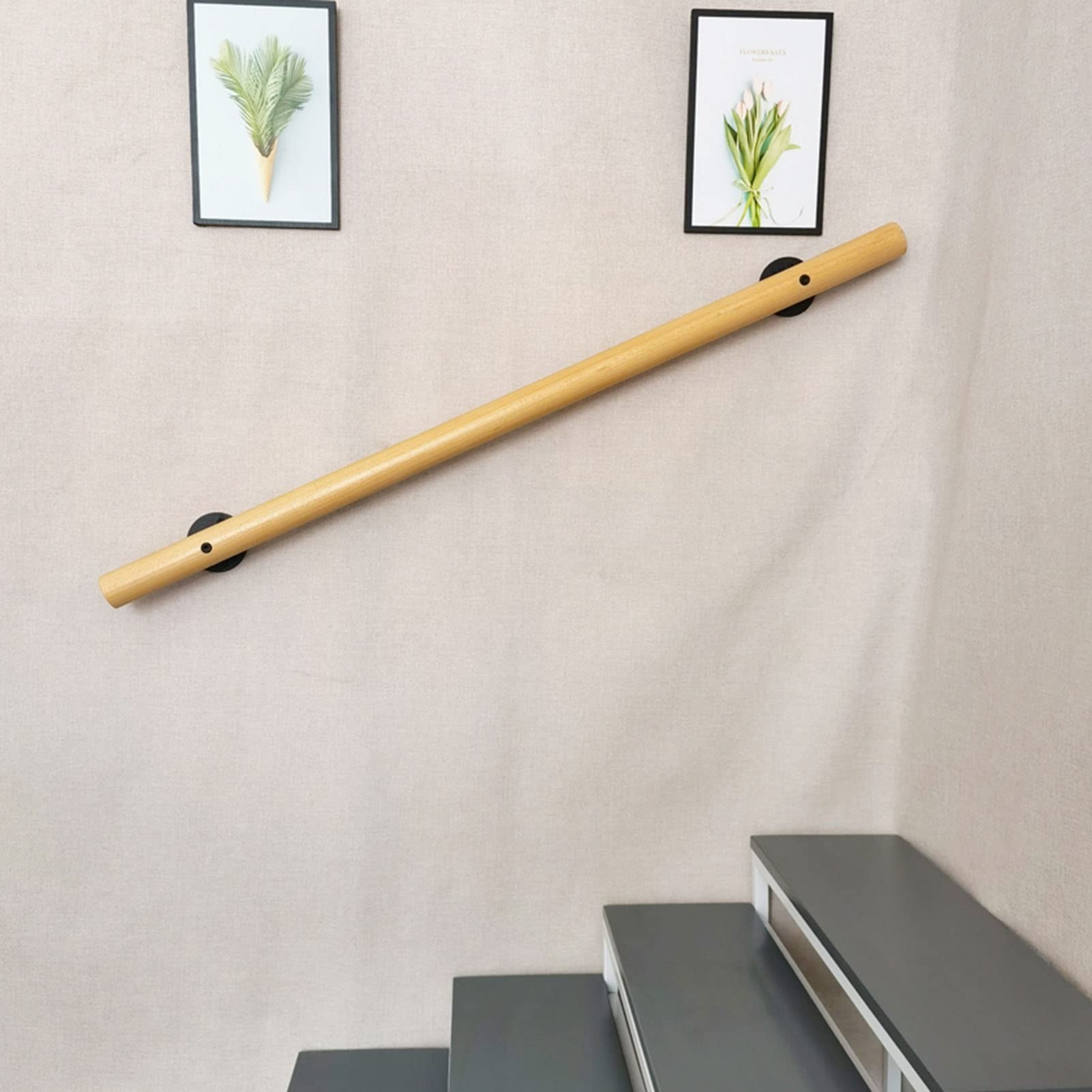 Barandillas de madera para ancianos con soporte antideslizante para escaleras