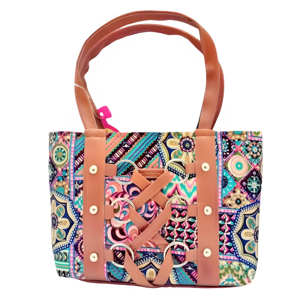 Womens Floral Printed Mini Shoulder Handbag | Latest & Stylish Ladies Purse | PU Leather | Ikkat | Suitable to Carry Wallet, Mobile | Top Handle | Diwali Gift | 19 x 6 x 15 CM (B0DFMBVC36) Amazon Price History, Amazon Price Tracker