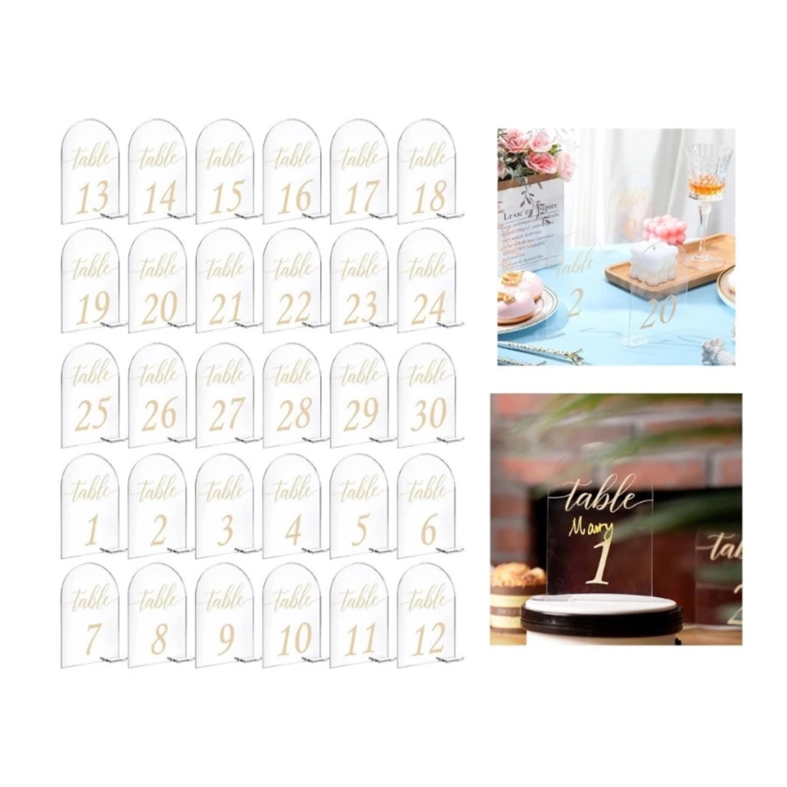 BMKGODN card stand， 30pcs Table Number Signs Wedding Stand with Numbers Reception Event Cards Holder Birthday Party Decor